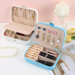 Custom Logo Women's Eco-friendly PU Leather Open Travel Jewelry Box Stylish Gift Box for Earrings Necklaces-Fashionable Lady's
