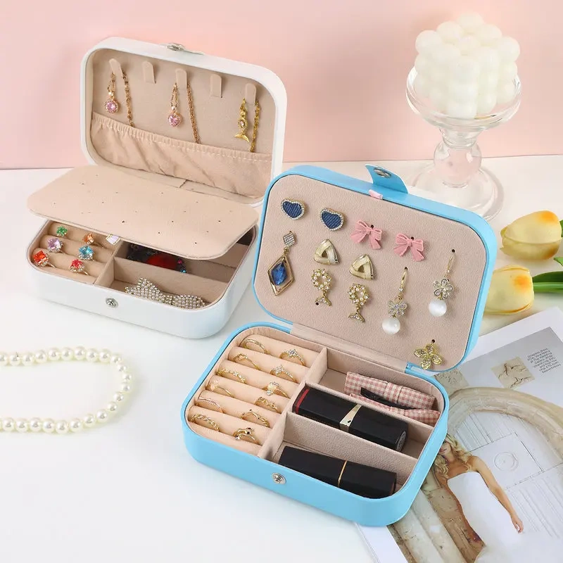 Custom Logo Women's Eco-friendly PU Leather Open Travel Jewelry Box Stylish Gift Box for Earrings Necklaces-Fashionable Lady's