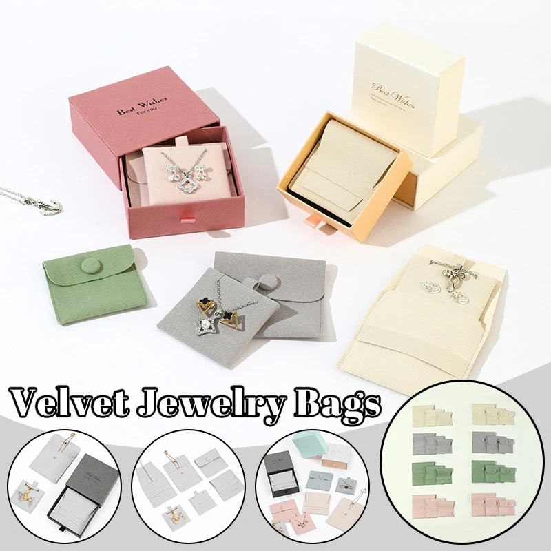 10pcs Velvet Fabric Jewelry Presents Bags Vintage Earrings Necklace Storage Organizer Christmas Wedding Gift Package Bag
