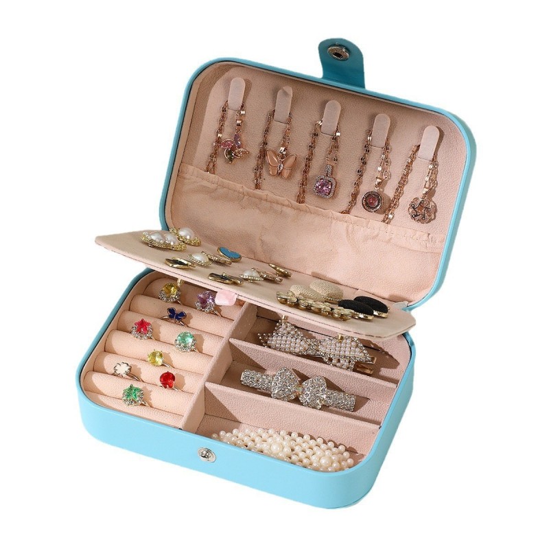 Custom Logo  Eco-friendly PU Leather Open Travel Jewelry Box Stylish Gift Box for Earrings Necklaces