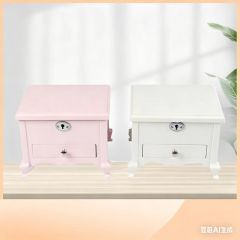 Small  Wooden Ballerina Musical Jewelry Box with Mirror and Lock for Girls，Kid's Jewelry Storage Music Box