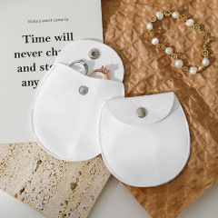 Custom Wholesale Grey Microfiber Snap-button Envelope Bag for Rings and Jewelry Storage