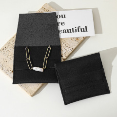 Custom Wholesale Grey Microfiber Snap-button Envelope Bag for Rings and Jewelry Storage