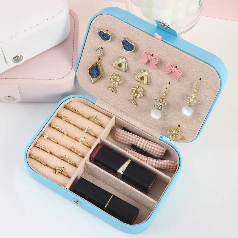 Custom Logo Women's Eco-friendly PU Leather Open Travel Jewelry Box Stylish Gift Box for Earrings Necklaces-Fashionable Lady's