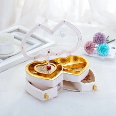 Elegant Heart-Shaped Ballerina Music Box Girls' Rotating Dancing Storage for Valentine's Day Birthday Gift Musical Jewelry Box