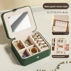 Portable High-End Gold Jewelry Box Multi-Functional Necklace Earring Stud Earring Storage Case Retro Elegant PU Cosmetic Bag
