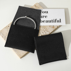 Custom Wholesale Grey Microfiber Snap-button Envelope Bag for Rings and Jewelry Storage