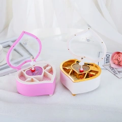 Elegant Heart-Shaped Ballerina Music Box Girls' Rotating Dancing Storage for Valentine's Day Birthday Gift Musical Jewelry Box