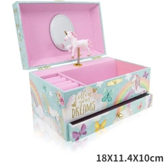 Music Box Christmas Fantasy Rotating Unicorn Ballet Girl Children's Music Box New Year Birthday Gift Multifunctional Jewelry Box