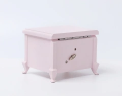 Small Pink Wooden Ballerina Musical Jewelry Box with Mirror and Lock for Girls，Kid's Jewelry Storage Music Box, Gift for Christ