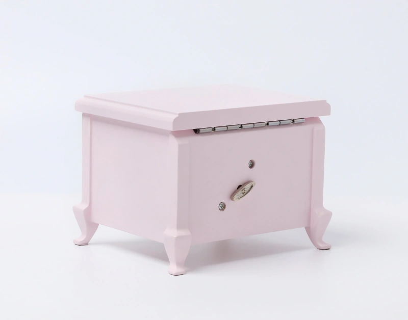 Small Pink Wooden Ballerina Musical Jewelry Box with Mirror and Lock for Girls，Kid's Jewelry Storage Music Box, Gift for Christ