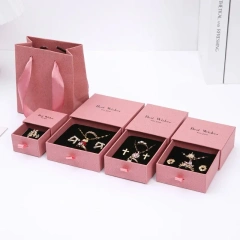 Hard Paper Jewelry Box Drawer Style Earring Ring Necklace Organizer Premium Feeling Packaging Box Slide out Jewelry Case