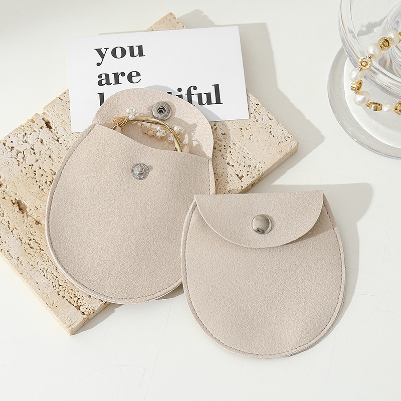 Custom Wholesale Grey Microfiber Snap-button Envelope Bag for Rings and Jewelry Storage