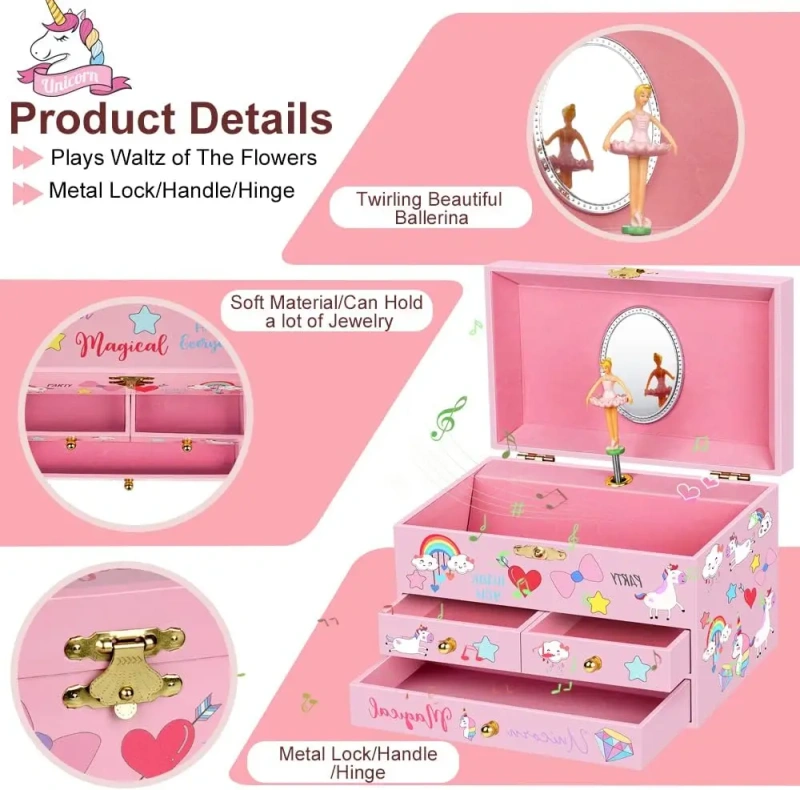 Ever Bright 2025 Customized 6-Inch Dancing Ballerina Music Jewelry Box Girls Birthday Gift for Kids