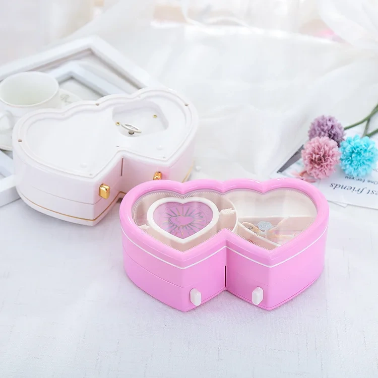 Elegant Heart-Shaped Ballerina Music Box Girls' Rotating Dancing Storage for Valentine's Day Birthday Gift Musical Jewelry Box