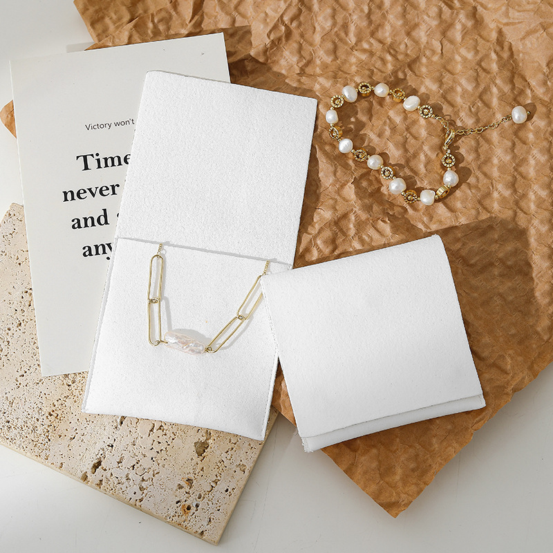 Custom Wholesale Grey Microfiber Snap-button Envelope Bag for Rings and Jewelry Storage