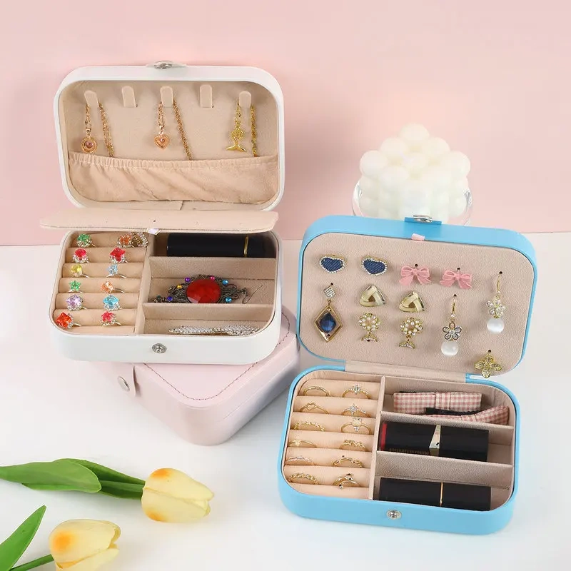 Custom Logo Women's Eco-friendly PU Leather Open Travel Jewelry Box Stylish Gift Box for Earrings Necklaces-Fashionable Lady's