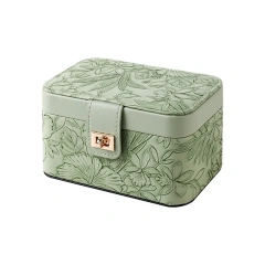 High-End Jewelry Box Travel Large Capacity Ring Necklace Storage Box Floral Pattern Jewelry Ring Necklace Packaging Box