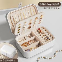 Jewelry high-end exquisite earrings, stud earrings, storage, jewelry, ring necklace, gold portable jewelry box.