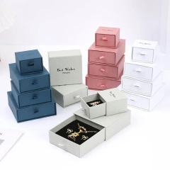Hard Paper Jewelry Box Drawer Style Earring Ring Necklace Organizer Premium Feeling Packaging Box Slide out Jewelry Case