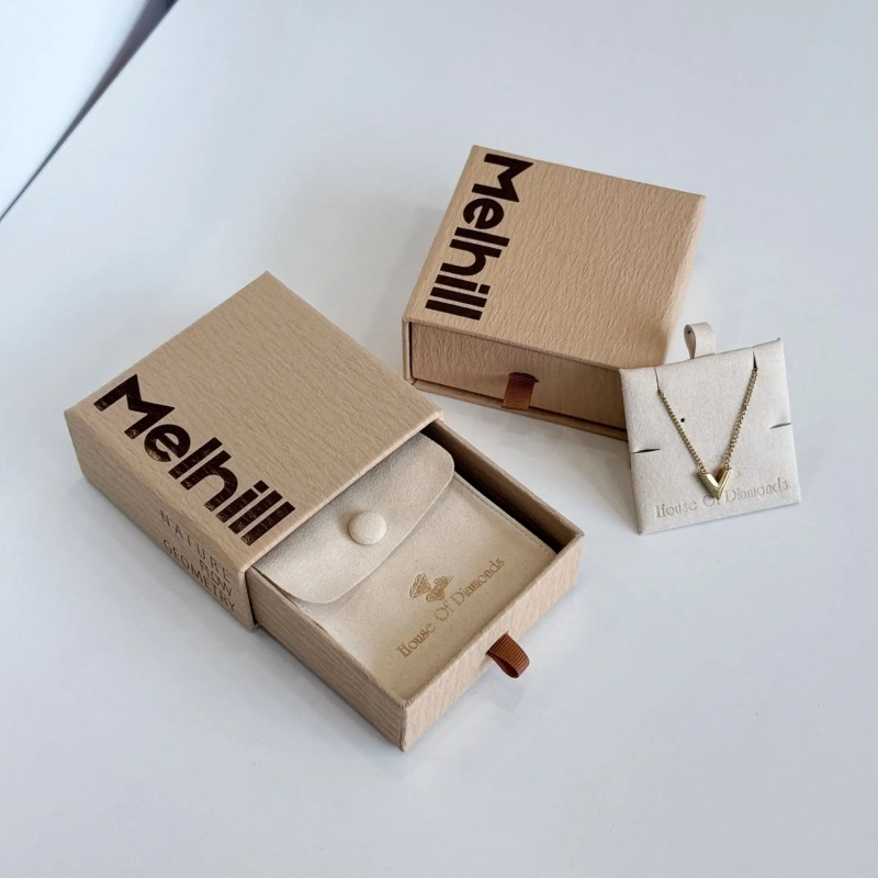 Cloud Brown Light Luxury Universal Cardboard Drawer Jewelry Box Bronzing Silver Necklace Bracelet Ring Packaging Box