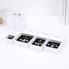 Hard Paper Jewelry Box Drawer Style Earring Ring Necklace Organizer Premium Feeling Packaging Box Slide out Jewelry Case
