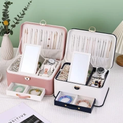 GREENSIDE Storage Box  Hand-Held Three-Layer Large Jewelry Box, Drawer Desktop Storage ,