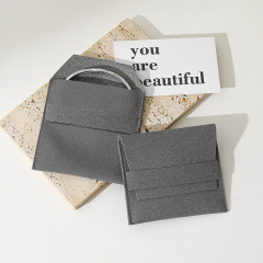 Custom Wholesale Grey Microfiber Snap-button Envelope Bag for Rings and Jewelry Storage