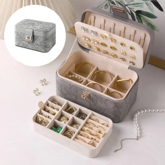 High-End Jewelry Box Travel Large Capacity Ring Necklace Storage Box Floral Pattern Jewelry Ring Necklace Packaging Box