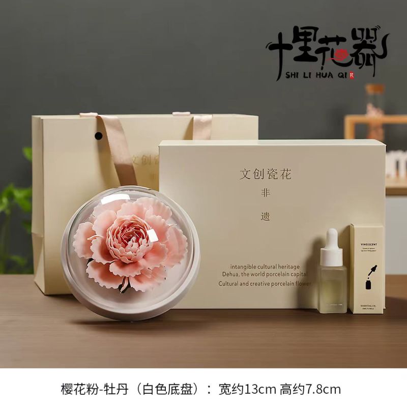 Handmade ceramic flower fragrance peony Dehua white porcelain flower