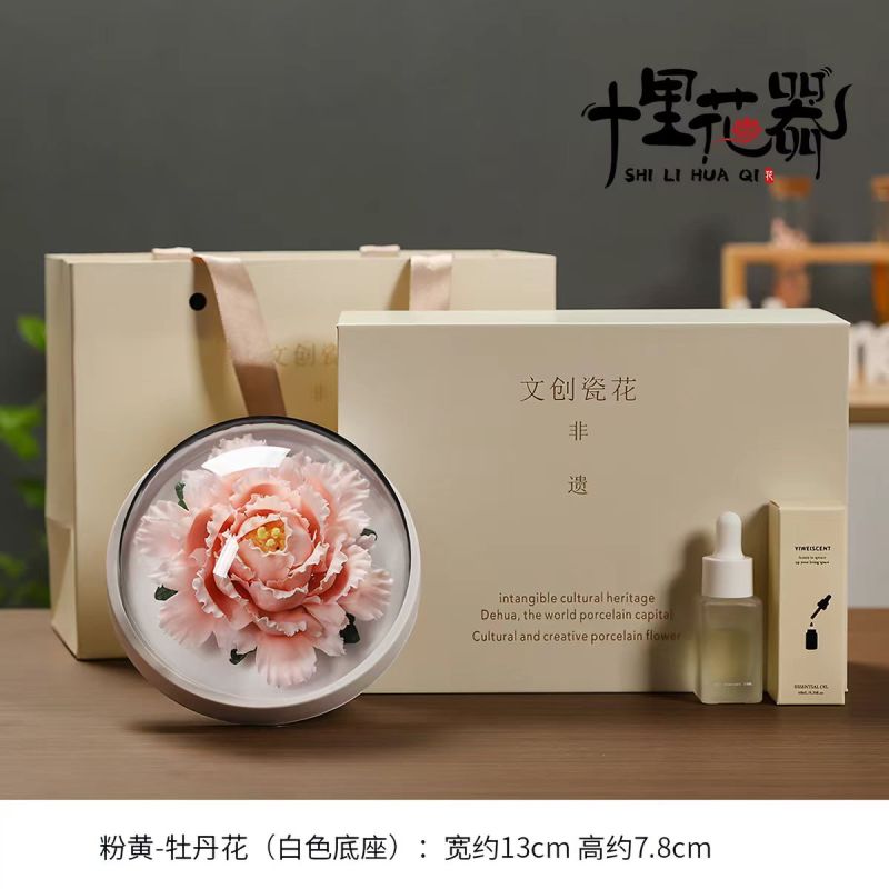 Handmade ceramic flower fragrance peony Dehua white porcelain flower