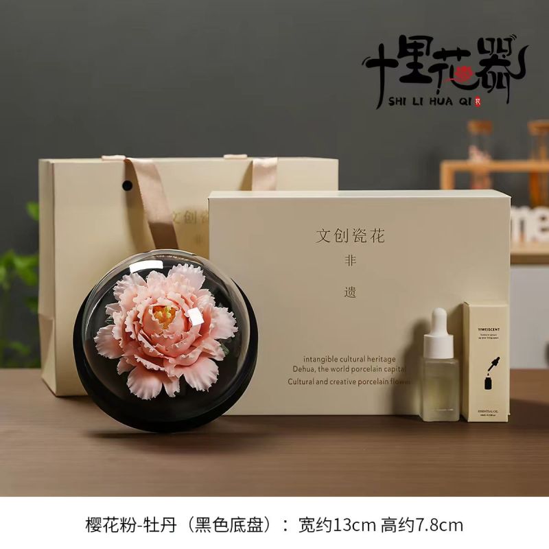 Handmade ceramic flower fragrance peony Dehua white porcelain flower