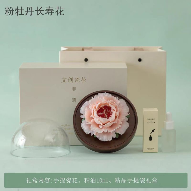 Handmade ceramic flower fragrance peony Dehua white porcelain flower
