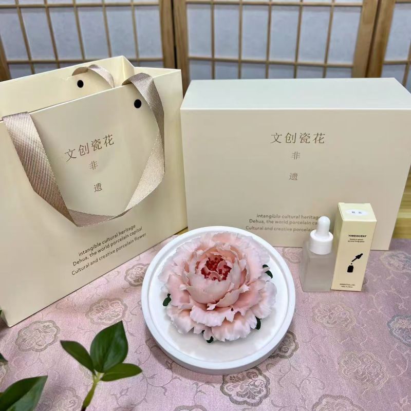 Handmade ceramic flower fragrance peony Dehua white porcelain flower