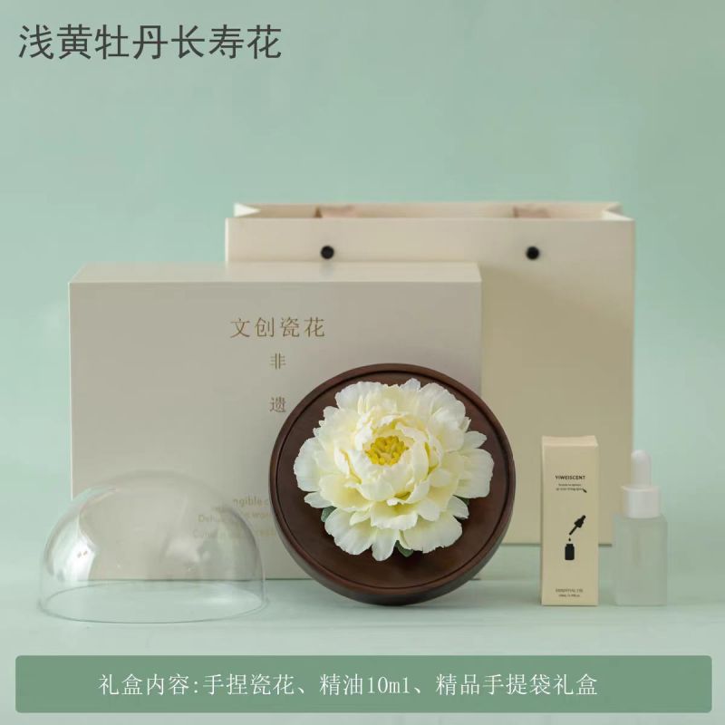 Handmade ceramic flower fragrance peony Dehua white porcelain flower