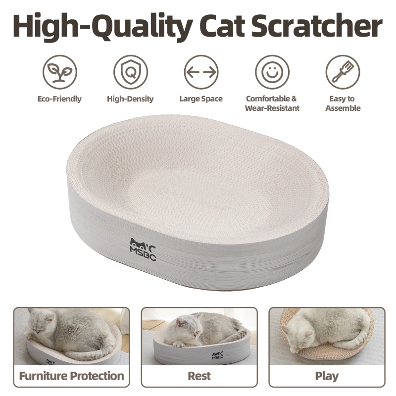 High Quality Various Styles cat Scratcher Oval Beds BB Flute Corrugated Paper
