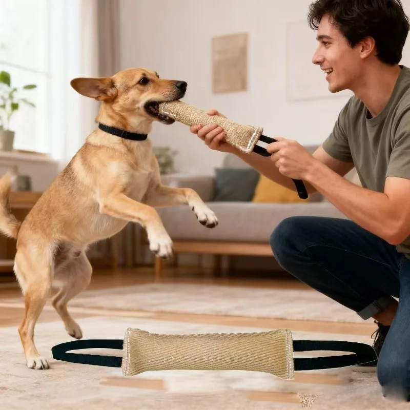Jute Dog Bite Bag Bite Stick Bite Target Durable Tug Toy For Interactive Training And Tug Of War