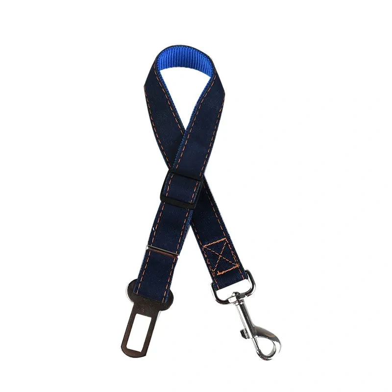 Strong Jean Vehicle Pet Dog Seat Belt Puppy Car Seatbelt Harness Leads Clip Safety Lever Auto Traction Pet Cat Products Supplier