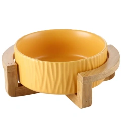 Wholesale Multi Colors Ceramic Pet Cat Dog Bowl With Wooden Stand