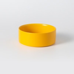 Assorted ceramic bowls for cats and dogs, with wooden stand