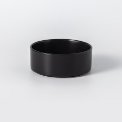 Assorted ceramic bowls for cats and dogs, with wooden stand