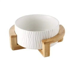 Wholesale Multi Colors Ceramic Pet Cat Dog Bowl With Wooden Stand