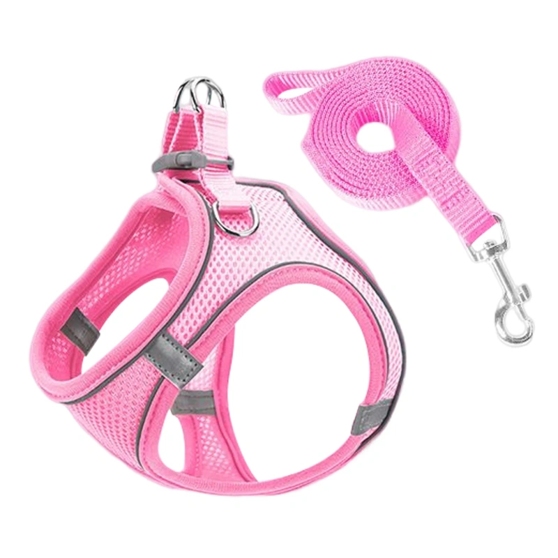 Cat Dog Harness Vest Chest Rope Set Reflective Breathable Adjustable Pet Harness for Small Medium Dogs Outdoor Walking