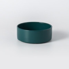 Assorted ceramic bowls for cats and dogs, with wooden stand