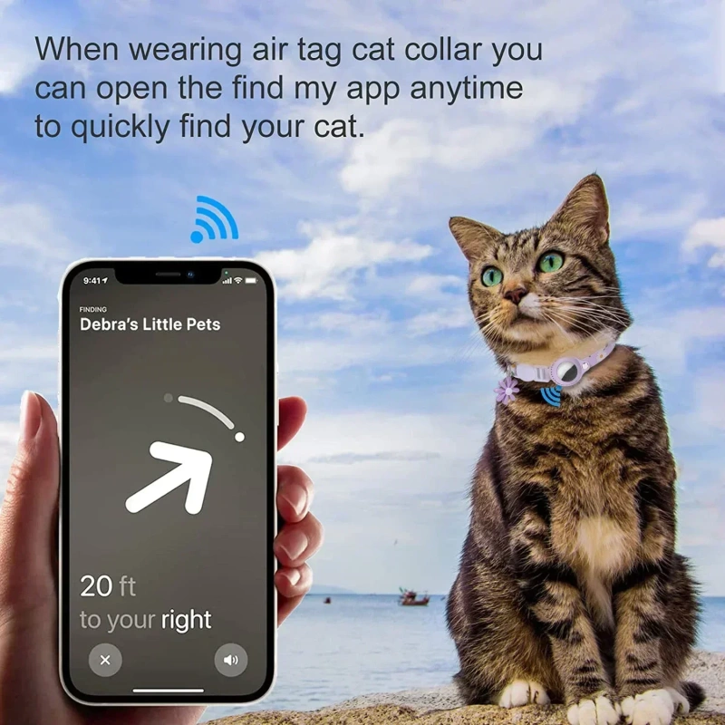 Lovely Aritag Protective Case Anti-Lost Cat Collar Adjustable Kitten Collar with Bell Light Weight Puppy Necklace Pet Supplies