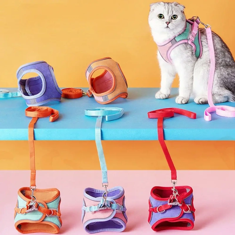 Anti-leak For Cat Puppy,Rabbit Soft Vest Harness Dog Leash Adjustable Cat Collar Cat Accessories Cat Harness Pets Vest