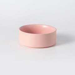 Assorted ceramic bowls for cats and dogs, with wooden stand