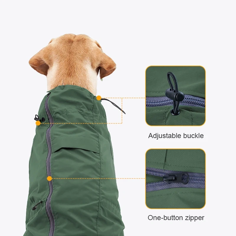 Reflective Pet Raincoat Custom Logo Outdoor Zipper Full Body Pet Poncho Private Label Private Waterproof Dogs Raincoat