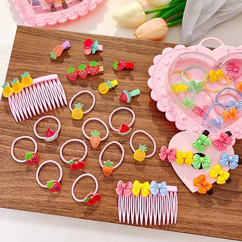 Children's hair tie, hair accessory, hair ring, and jewelry storage box set