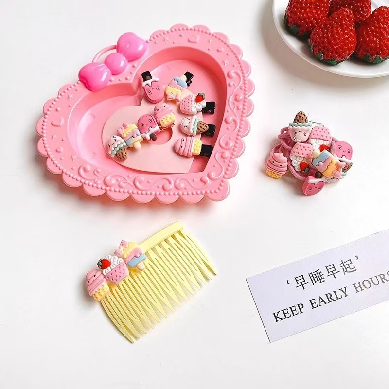 Children's hair tie, hair accessory, hair ring, and jewelry storage box set